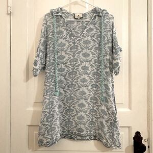 Tuckernuck Blue White Medallion Tassel Coverup XS